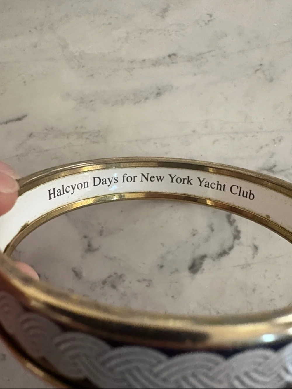New York Yacht Club x Halcyon Days Enamel Bangle Bracelet with Braided Rope